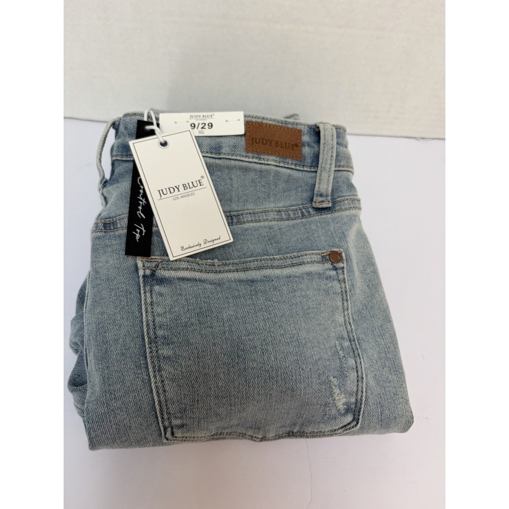 Judy Blue NWT Hi-Rise Control Top Skinny Destroyed Jean Light Sz 9/29 #88431